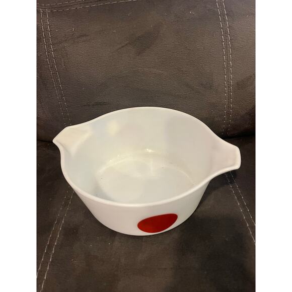 Vtg Pyrex Moon Deco 2.5 Qt Casserole #475 B  No Lid White With Red Dot Kitchen - Picture 2 of 4